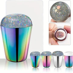 Rainbow Holographic Silicone Nail Stamper Art Manicure Tool
