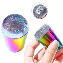 Rainbow Holographic Silicone Nail Stamper Art Manicure Tool