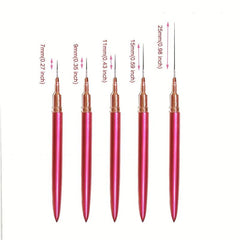 5pcs Nail Art Brushes Set 7 9 11 15 25mm Fine Drawing Delicate Long Stripe Brush