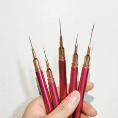 5pcs Nail Art Brushes Set 7 9 11 15 25mm Fine Drawing Delicate Long Stripe Brush