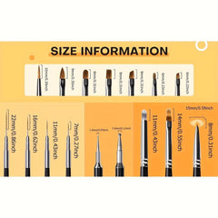 15pcs 3D Nail Art Brushes for Gel Polish Liner and Clean Up