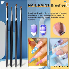 15pcs 3D Nail Art Brushes for Gel Polish Liner and Clean Up