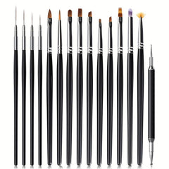 15pcs 3D Nail Art Brushes for Gel Polish Liner and Clean Up