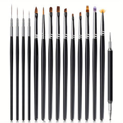 15pcs 3D Nail Art Brushes for Gel Polish Liner and Clean Up
