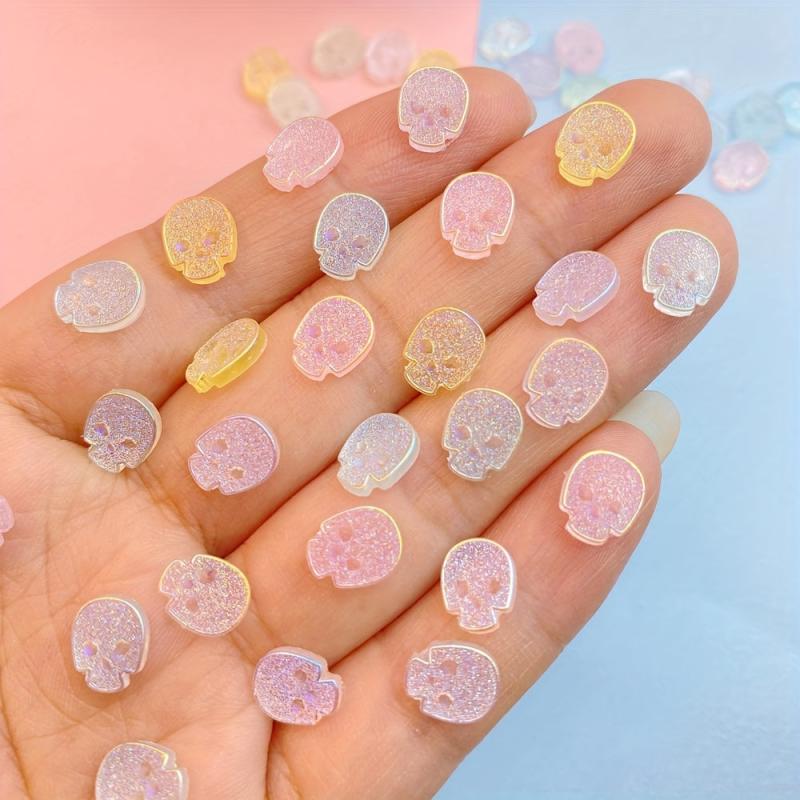 50pcs Resin Halloween Skull Nail Art Charms for DIY Nail Art Decoration