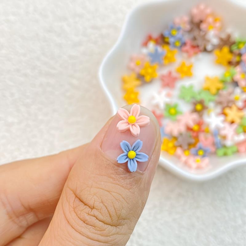 100pcs Mini Resin Cherry Blossoms Nail Art Decoration 3D Charms
