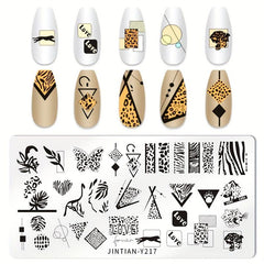 Leopard Butterfly and Heart Nail Stamping Plates Stainless Steel Nail Art