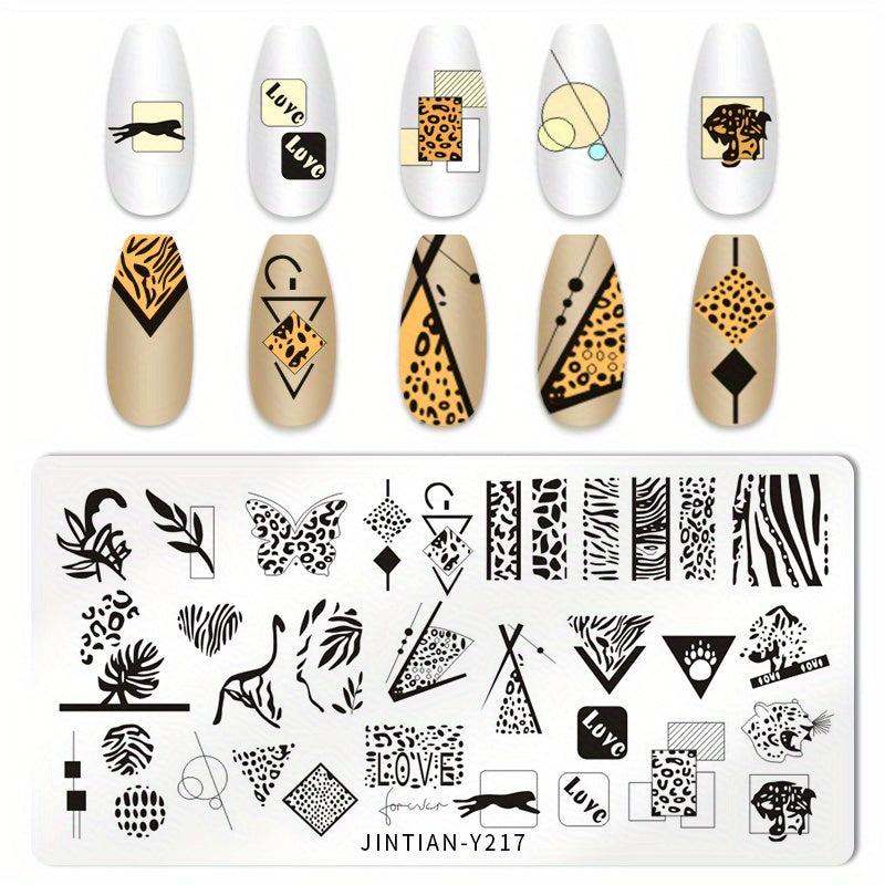 Leopard Butterfly and Heart Nail Stamping Plates Stainless Steel Nail Art