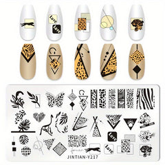 Leopard Butterfly and Heart Nail Stamping Plates Stainless Steel Nail Art