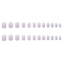 24pcs Swirl Square Press On Nails Short Geometry False Nails for Women