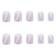 24pcs Swirl Square Press On Nails Short Geometry False Nails for Women