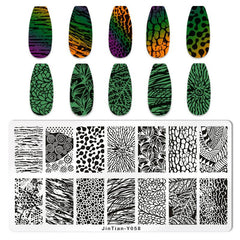 1 pc Leaves & Animals Nail Stamping Plate Set of 12 Templates