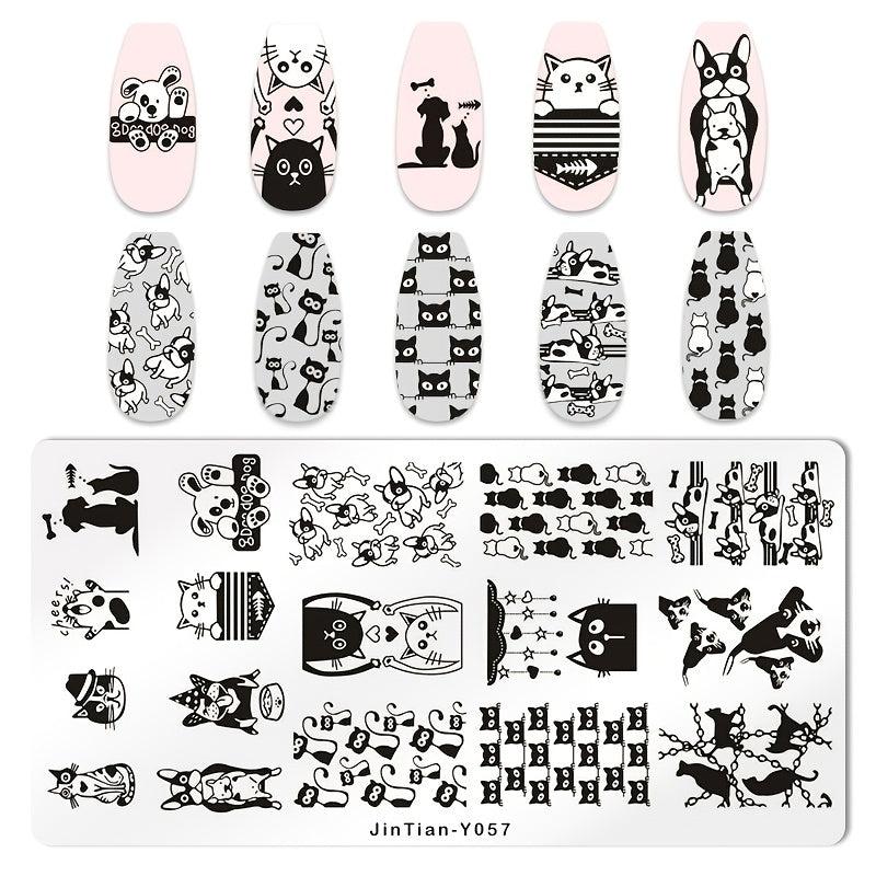 1 pc Leaves & Animals Nail Stamping Plate Set of 12 Templates