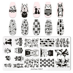 1 pc Leaves & Animals Nail Stamping Plate Set of 12 Templates