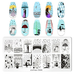 1 pc Leaves & Animals Nail Stamping Plate Set of 12 Templates