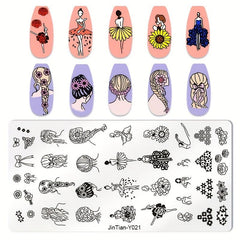 Nail Art Stamping Plate Flower Manicure Templates Set