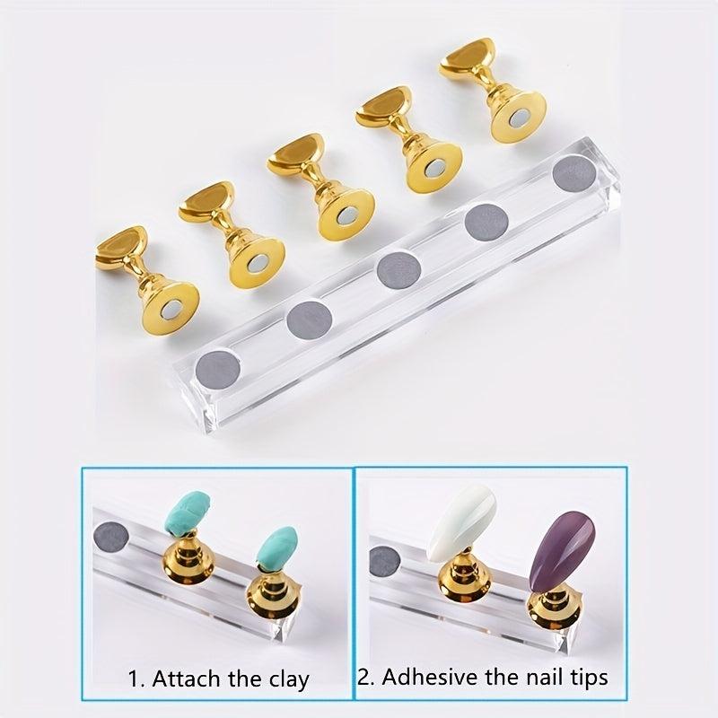 Nail Holder Set False Nail Magnet Fixed Bracket Crystal Tool