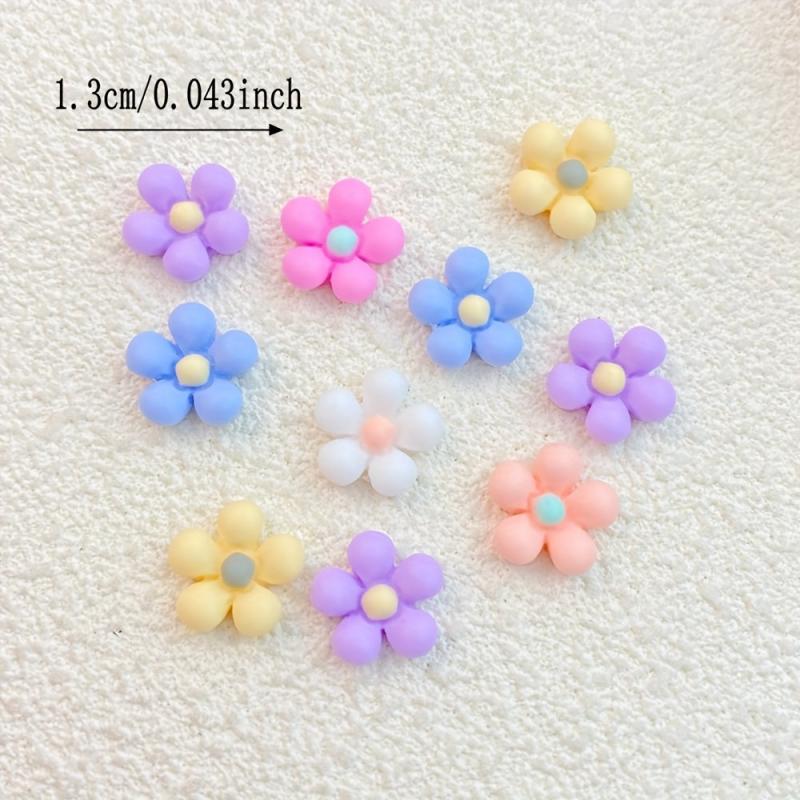 30pcs Colorful 3D Flower Resin Nail Art Decoration Charms