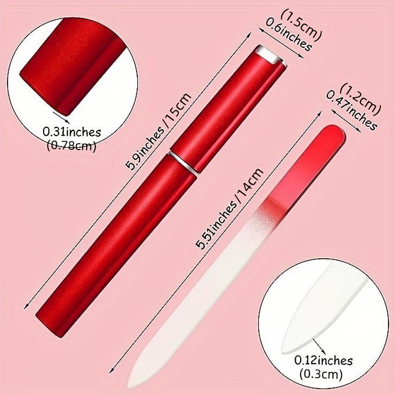 Glass Nail Files for Natural Nails and Acrylic Nail Filer with Storage Box