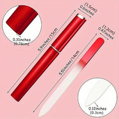 Glass Nail Files for Natural Nails and Acrylic Nail Filer with Storage Box