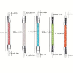 Double Headed Silicone Nail Polish Carving Pen 5 Colors