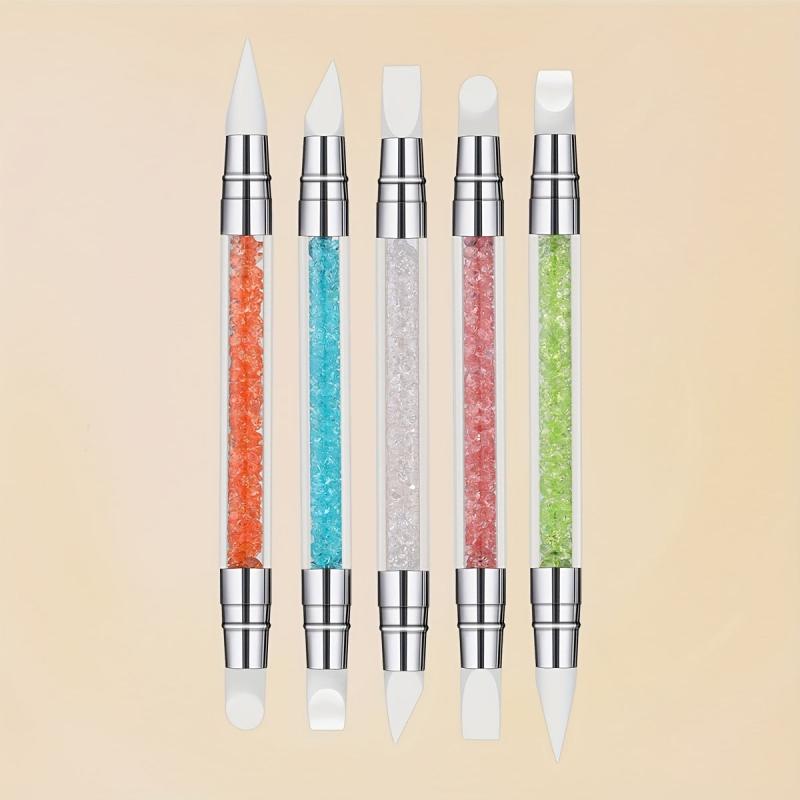 Double Headed Silicone Nail Polish Carving Pen 5 Colors