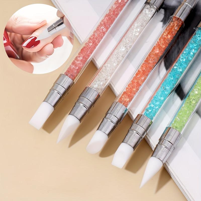 Double Headed Silicone Nail Polish Carving Pen 5 Colors