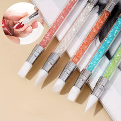 Double Headed Silicone Nail Polish Carving Pen 5 Colors