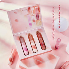 Velvet Lip Gloss Set 3pcs Moisturizing Soft Texture
