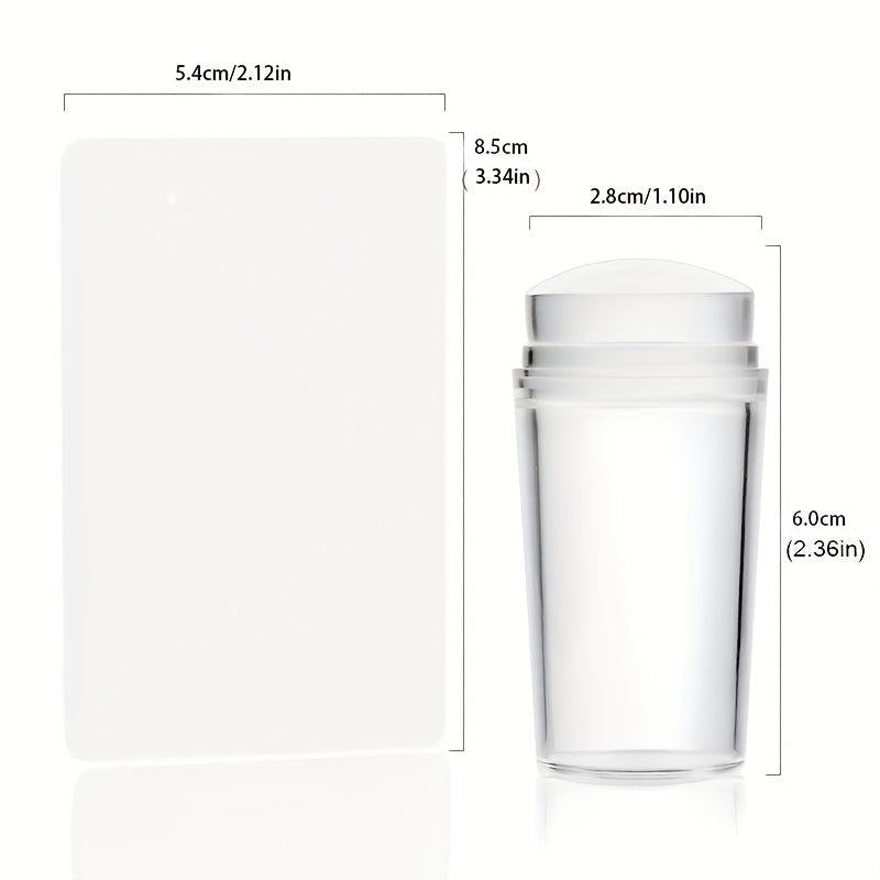 2 pcs Crystal Silicone Nail Stamper and Scraper Set for DIY Manicure Print Tool