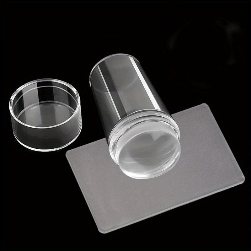 2 pcs Crystal Silicone Nail Stamper and Scraper Set for DIY Manicure Print Tool