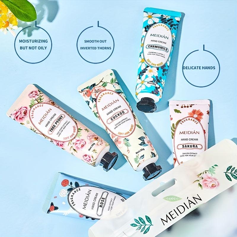 5pcs Floral Fragrance Hand Cream Set- Travel Size Hand Lotion for Women
