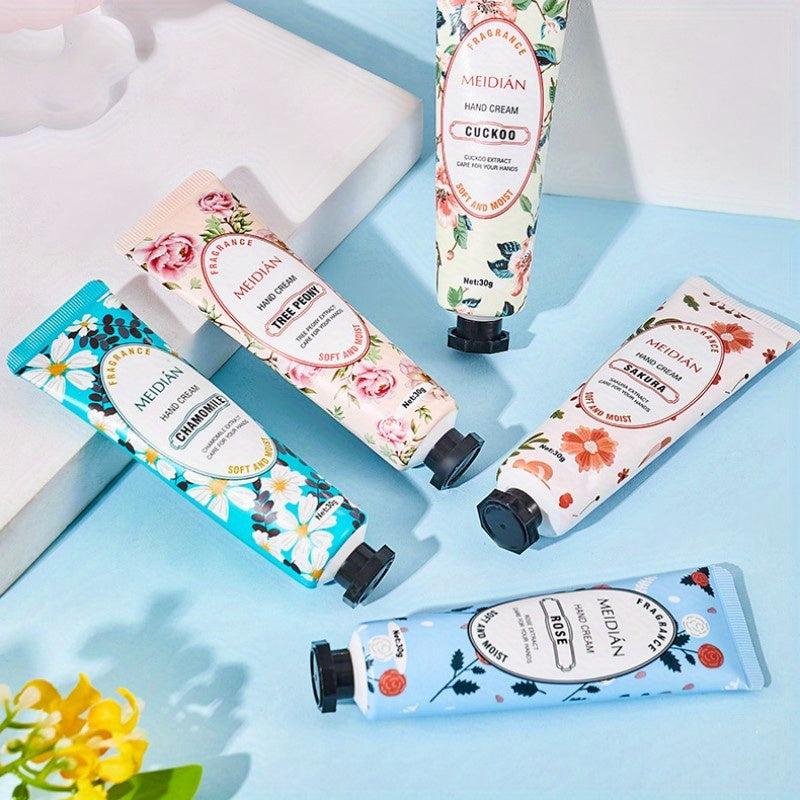5pcs Floral Fragrance Hand Cream Set- Travel Size Hand Lotion for Women