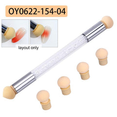 Crystal Handle Nails Sponge Pen With 4pcs Head for Nail Art Powder