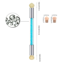 Crystal Handle Nails Sponge Pen With 4pcs Head for Nail Art Powder