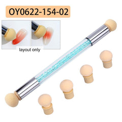 Crystal Handle Nails Sponge Pen With 4pcs Head for Nail Art Powder