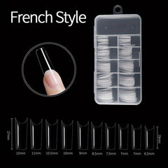 100pcs Natural Acrylic Nail Tips for French Nails DIY Nail Art Salon Use