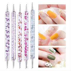 Dual-ended Nail Art Dotting Pen Set for Manicure Designs with Rhinestones