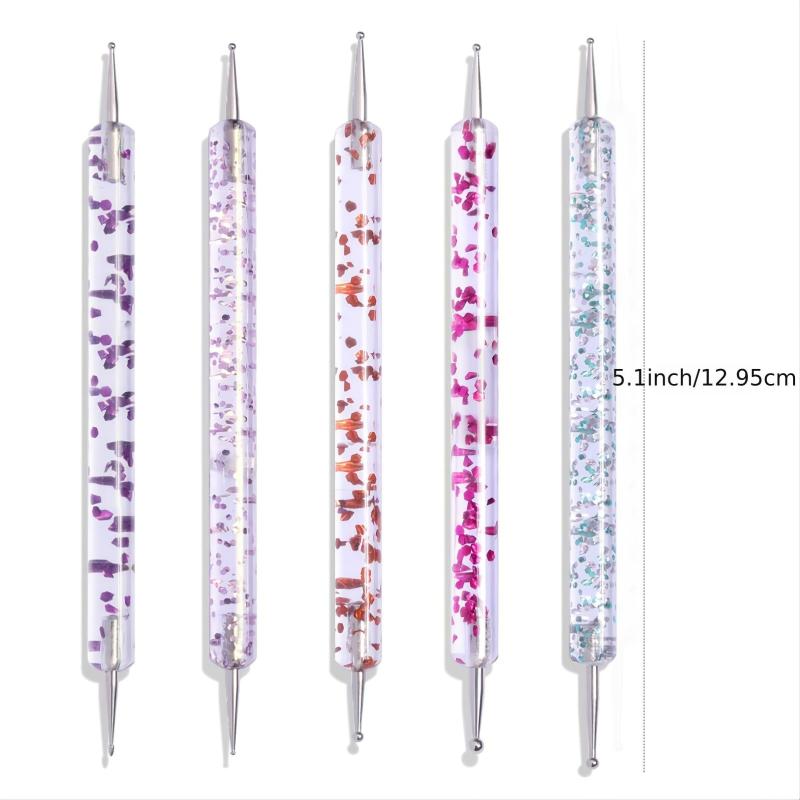 Dual-ended Nail Art Dotting Pen Set for Manicure Designs with Rhinestones