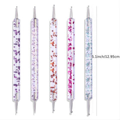 Dual-ended Nail Art Dotting Pen Set for Manicure Designs with Rhinestones