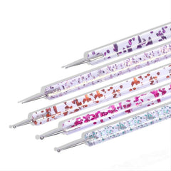 Dual-ended Nail Art Dotting Pen Set for Manicure Designs with Rhinestones