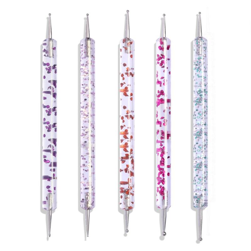 Dual-ended Nail Art Dotting Pen Set for Manicure Designs with Rhinestones