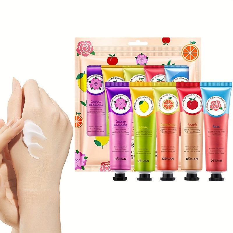 5pcs Flower Fruity Fragrance Hand Cream Gift Set - Deeply Moisturizing