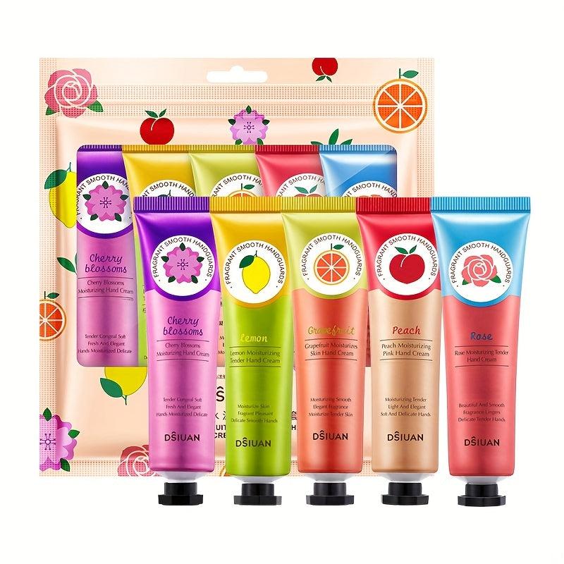 5pcs Flower Fruity Fragrance Hand Cream Gift Set - Deeply Moisturizing