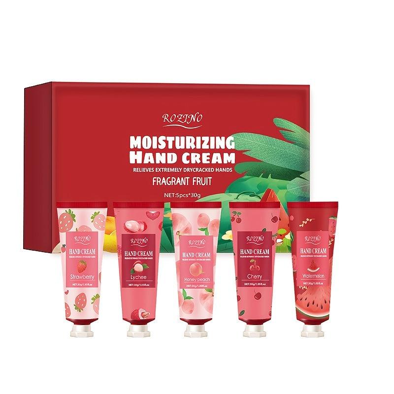 5pcs Fruit Fragrance Hand Cream Box Gift Set for Dry Skin Repairing Aging Hands
