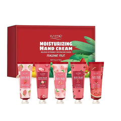 5pcs Fruit Fragrance Hand Cream Box Gift Set for Dry Skin Repairing Aging Hands