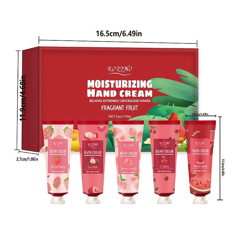 5pcs Fruit Fragrance Hand Cream Box Gift Set for Dry Skin Repairing Aging Hands