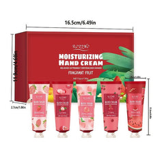 5pcs Fruit Fragrance Hand Cream Box Gift Set for Dry Skin Repairing Aging Hands