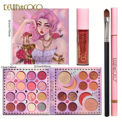 28 Eyeshadow Palette Set with Lip Glaze High Gloss Pearly Makeup Brush Set