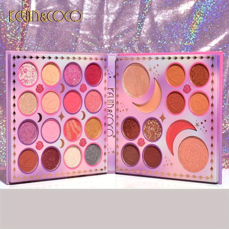 28 Eyeshadow Palette Set with Lip Glaze High Gloss Pearly Makeup Brush Set